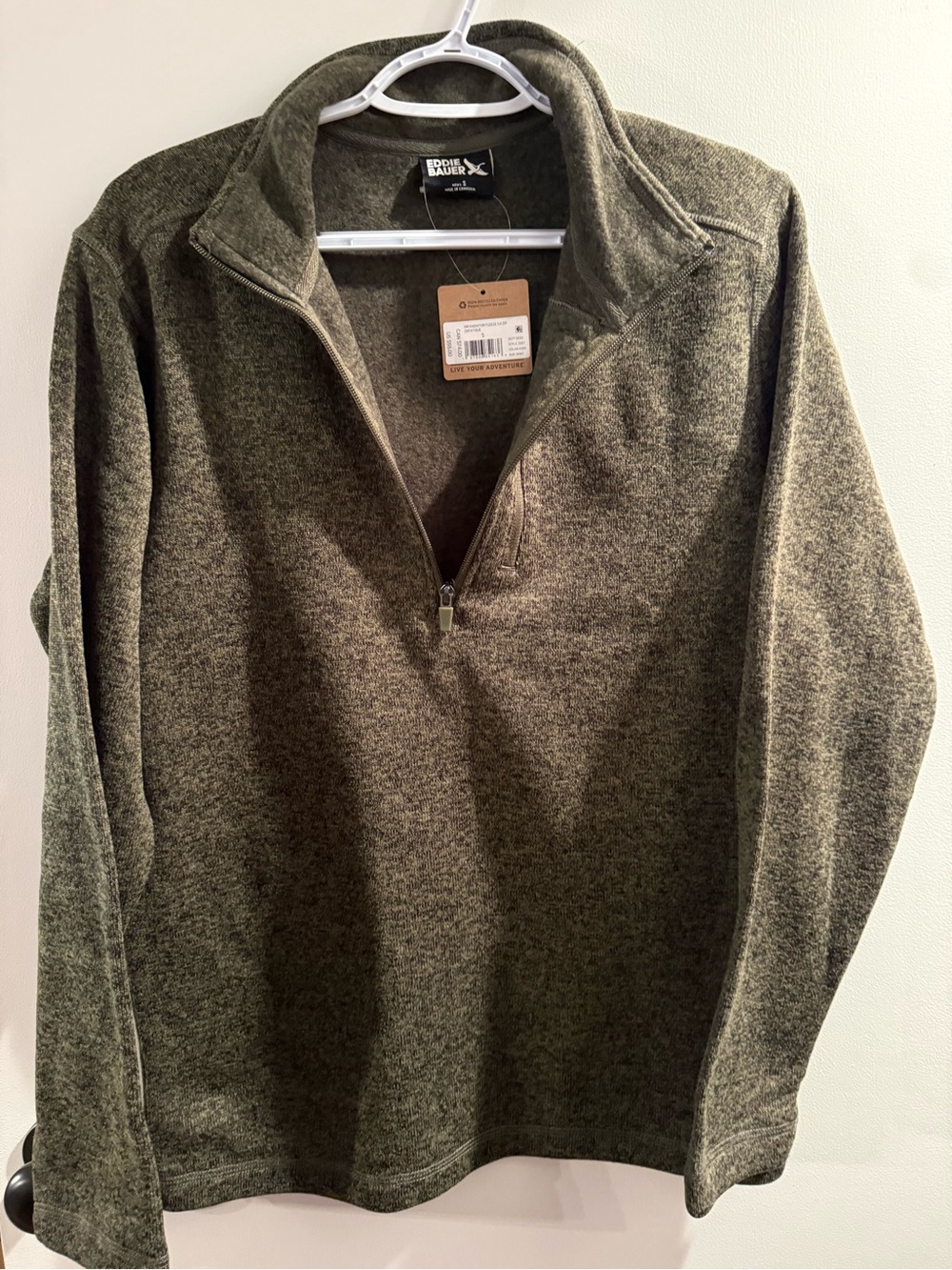 Eddie Bauer Men's Olive Green Half-Zip Sweater